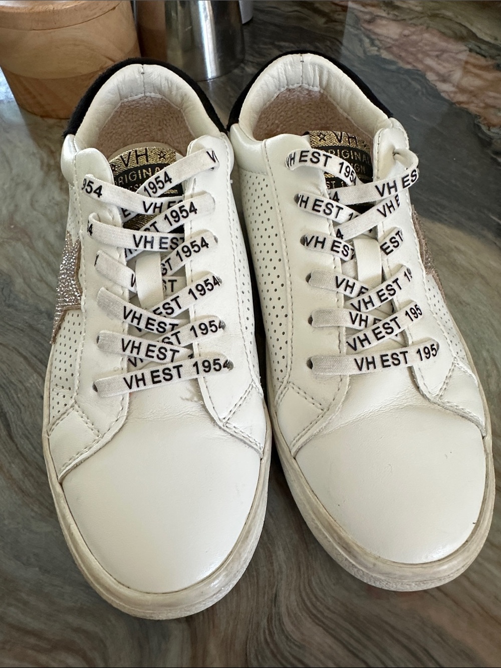 White Leather Vintage Havanas Girls Sneakers size 6 similar to Golden Goose